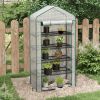5 Tier Mini Greenhouse, Small Portable Greenhouse with PE Cover, Roll-Up Zippered Door, 76" x 35.4" x 19.3", White