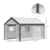 Walk-In Tunnel Greenhouse 12x7 White Dark Grey with Roll Up Windows Zippered Mesh Door