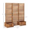 62.5" x 19" x 66" Wood Panel Trellis w/ 4 Planter Box Raised Bed for Garden Natural Wood