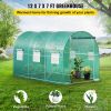 12 x 7 x 7 ft Walk-in Tunnel Greenhouse, Portable Plant Hot House with Galvanized Steel Hoops, 1 Top Beams, 2 Diagonal Poles