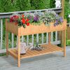 43x18x30in Raised Garden Bed with 8 Pockets and Shelf, Wooden Elevated Planter Box with Legs to Grow Herbs, Vegetables, and Flowers, Natural