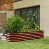 7.9' x 2' x 1.4' Galvanized Raised Garden Bed Kit, Metal Planter Box with Safety Edging, Brown