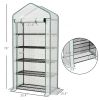 5 Tier Mini Greenhouse, Small Portable Greenhouse with PE Cover, Roll-Up Zippered Door, 76" x 35.4" x 19.3", White