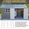 12x10 FT Outdoor Storage Shed Metal, Large Garden Tool Sheds Outdoor with Lockable Doors, Waterproof Steel Utility Storage Building