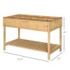 43x18x30in Raised Garden Bed with 8 Pockets and Shelf, Wooden Elevated Planter Box with Legs to Grow Herbs, Vegetables, and Flowers, Natural