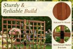 Outdoor Dual Wooden Raised Garden Bed Frame with Trellis And Drainage Holes for Vegetable Flower Plant Gardening