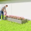 95" x 36" x 12" Galvanized Raised Garden Bed, Easy DIY and Cleaning for Growing Flowers, Herbs, Succulents, Silver
