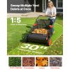 Push Lawn Sweeper, 30 in Leaf & Grass Collector with 12 cu. ft. Hopper Bag, Adjustable Brush Height & Spinning Brushes