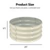 2 Pcs 2Ã—2Ã—1ft Raised Garden Bed, Round Galvanized Outdoor Planter Box, Metal Garden Bed for Planting Vegetables Fruits Flowers, White