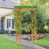 Garden Arbor Arch Trellis 7 ft Wood with Natural Fir Side Panel for Climbing Vines Outdoor Orange