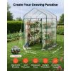 Walk-in Green House, 54 x 54 x 77.2 in, Greenhouse with Shelves, High Strength PE Cover with Zipper Door and Steel Frame, Assembly in Minutes