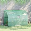 10' x 5' Lean to Green House, Walk-in GreenHouse with 2 Doors and Windows, PE Cover and 3 Shelves, Green