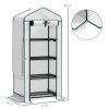 Mini Greenhouse with Screen Roof, 4 Tier Portable Small Greenhouse with High Strength PE Cover, White