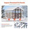 Polycarbonate Greenhouse, 8 x 12 Ft, Outdoor Greenhouse with 2 Vent Windows, Pavilion Styled Greenhouse with Hinged Door