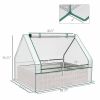 Raised Garden Bed, Outdoor Metal Planter Box with Mini Greenhouse, White and Brown