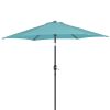9ft Patio Umbrella, Outdoor Market Umbrella with Push Button Tilt, Crank Handle, 6 Sturdy Iron Ribs, UPF 50+ Waterproof Polyester Canopy