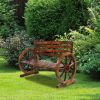 [Replace 28138436]Rustic 2-Person Wooden Wagon Wheel Bench with Slatted Seat and Backrest, Brown