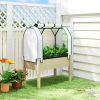 Raised Garden Bed with PE Greenhouse Cover Outdoor Planter Box for Herbs and Vegetables, 35 x 22 x 47 inch, Natural