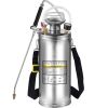 2Gal Stainless Steel Sprayer, Set with 20" Wand& Handle& 3FT Reinforced Hose, Hand Pump Sprayer with Pressure Gauge&Safety Valve