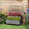 2-Tier Wooden Garden Box, with Legs and Metal Corners, Drainage Holes, Solid Wood for Vegetables, Flowers, Herbs, Gray