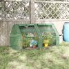 6x3x3 Small Backyard Greenhouse, Portable with 2 PE/PVC Covers and 2 Roll Up Windows, for Outdoor Planter Warm House, Green