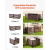 Wooden Privacy Fence, 48 x 37 inch Air Conditioner Fence, 3 Panel Solid Outdoor Wood Privacy Screen with Metal Stakes, Steel Frame