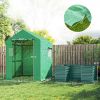 Greenhouse with Raised Garden Bed, Galvanized Steel Outdoor Greenhouse with Roll Up Door, 56" x 56" x 75", Green