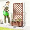 Wooden Raised Garden Bed with Trellis, 59" Outdoor Planter Box with Drainage Holes, Planter Raised Bed for Climbing Vine Plants Flowers, Orange