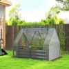4 x 3 x 3ft Raised Garden Bed with Mini Greenhouse, Galvanized Raised Garden Bed with Cover, Clear and Dark Gray
