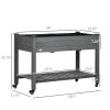 47" x 21" Raised Garden Bed Elevated Wooden Planter Box w/ Lockable Wheels, Storage Shelf for Backyard, Dark Gray
