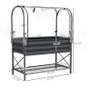Raised Garden Bed with Legs and Cover, Metal Elevated Planter Box with Bottom Shelf and Liner for Vegetables, Dark Gray