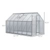 12' x 6' Aluminum Greenhouse, Polycarbonate Walk-in Garden Greenhouse Kit with Adjustable Roof Vent, Rain Gutter and Sliding Door, Silver