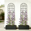 2 Pack Metal Garden Trellis 86.7" x 19.7" Rustproof Trellis for Climbing Plants Outdoor Flower Support Black