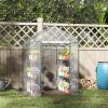 Walk-in Greenhouse, 5' x 5' x 6', Hot House with 3-Tier Shelving, Roll-Up Door, for Outdoor & Garden