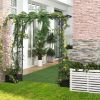 Garden Trellis Arch 82''Steel Elegant Scrollwork for Weddings & Gardens Brown