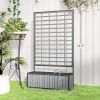 Wooden Raised Garden Bed with Trellis, Removable Pots, for Backyard, Patio, Balcony, 29" x 11" x 52", Gray