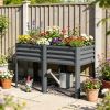 Raised Garden Bed Galvanized Steel, Elevated Planter Box with Storage Shelf, Bed Liner, 31.5" High, Dark Gray