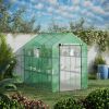7' x 5' x 6' Walk-in Greenhouse for Outdoors with Mesh Door and Windows, 18 Shelf Hot House with Trellis, Plant Labels