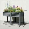 Raised Garden Bed Galvanized Steel, Elevated Planter Box with Storage Shelf, Bed Liner, 31.5" High, Dark Gray