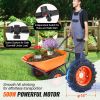 Electric Wheelbarrow Cart, 500W Powered Utility Garden Wagon Dump Cart, 7 Cu. Ft. Load & 573 lbs Capacity with Metal Handle & 16" Track Wheels