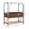 Raised Garden Bed with Legs and Cover, Metal Elevated Planter Box with Bottom Shelf and Liner for Vegetables, Brown