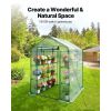 Walk-in Greenhouse, 55.5" x 56.1" x 78.7" Greenhouse for Outdoors with PE Cover, 2 Tiers 8 Shelves, Roll-Up Zipper Door, Walk in Green House