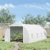 20' x 10' x 7' Walk-In Tunnel Greenhouse with Zippered Door & 8 Mesh Windows, Large Garden Green House Kit, Galvanized Steel Frame, White