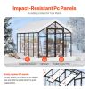 Polycarbonate Greenhouse, 8 x 10 Ft, Outdoor Greenhouse with 2 Vent Windows, Pavilion Styled Greenhouse with Hinged Door