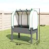 Raised Garden Bed with PE Greenhouse Cover Outdoor Planter Box for Herbs and Vegetables, 35 x 22 x 47 inch, Dark Gray