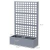 Galvanized Raised Garden Bed Planter Box with Trellis for Climbing Plants, Vegetable, Vines, 43" x 16" x 70", Gray