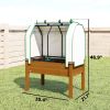 Raised Garden Bed with PE Greenhouse Cover Outdoor Planter Box for Herbs and Vegetables, 35 x 22 x 47 inch, Brown