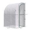 5' x 4' x 7' Outdoor Lean to Greenhouse, Walk-In Green House Plant Nursery with Roll-up Window, PE Cover, White
