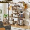11 Tier Corner Plant Stand, Tall Eucalyptus Wood Plant Rack with Hanging Space, Multi-Level Flower Pot Shelf for Indoor Outdoor Balcony, Patio