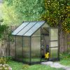Polycarbonate Greenhouse, Heavy Duty Outdoor Aluminum Walk-in Green House Kit Vent Door, 6.2'x6.2'x6.6' Gray